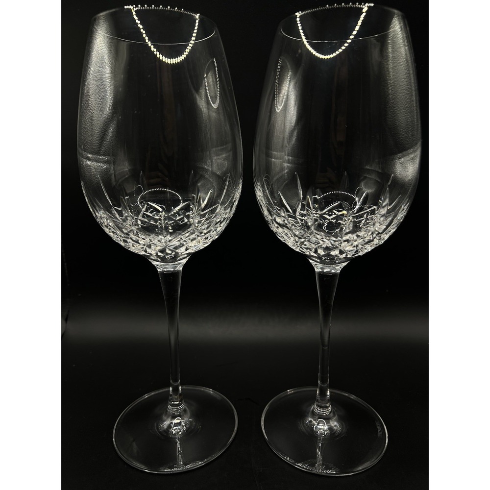 Lismore Essence Crystal by Waterford pair of Water Goblet w/box Mint - Picture 2 of 7